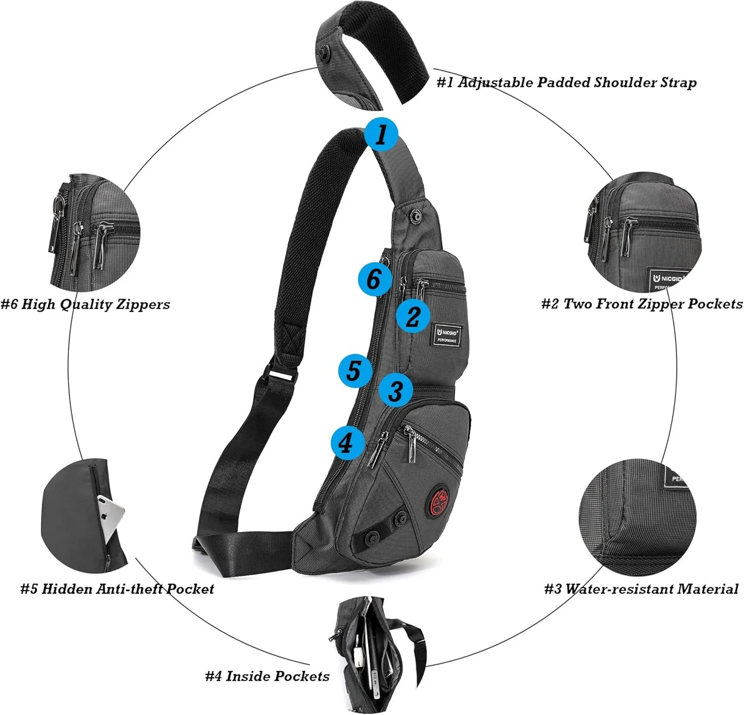 Lightweight Crossbody Sling Backpack