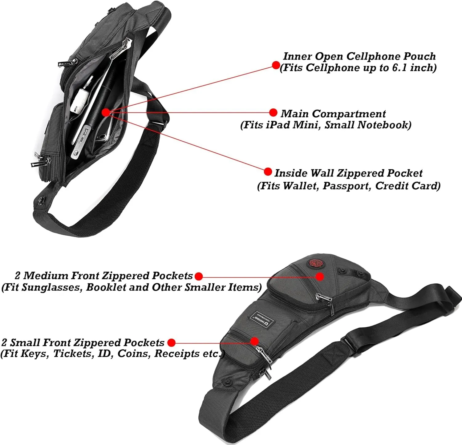 Lightweight Crossbody Sling Backpack