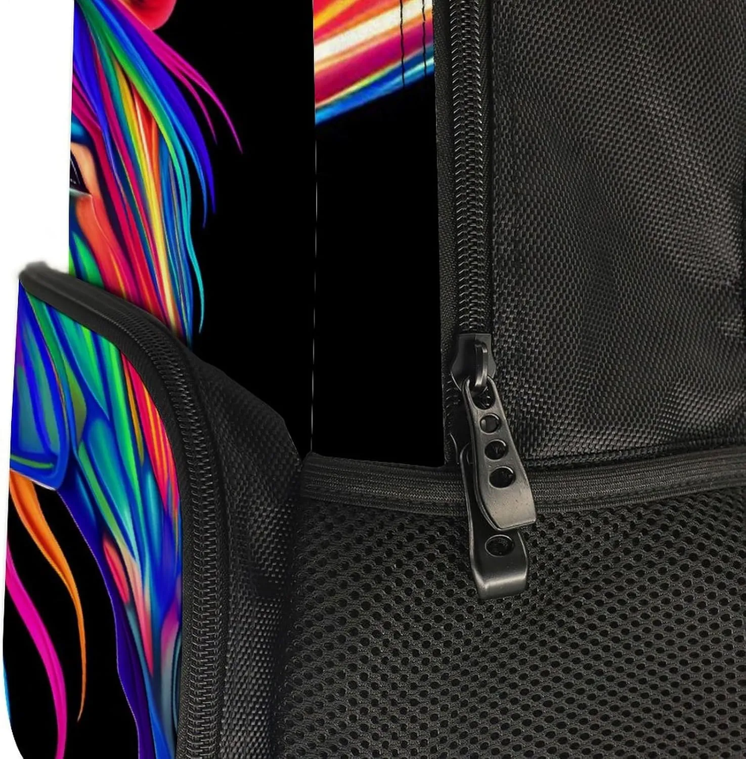 Lightweight Daypack Backpack for Sports Travel Running - Large Capacity Multipurpose Anti-Theft Bookbag, Rainbow Wild Horse Head Art Laptop Backpack Daypack
