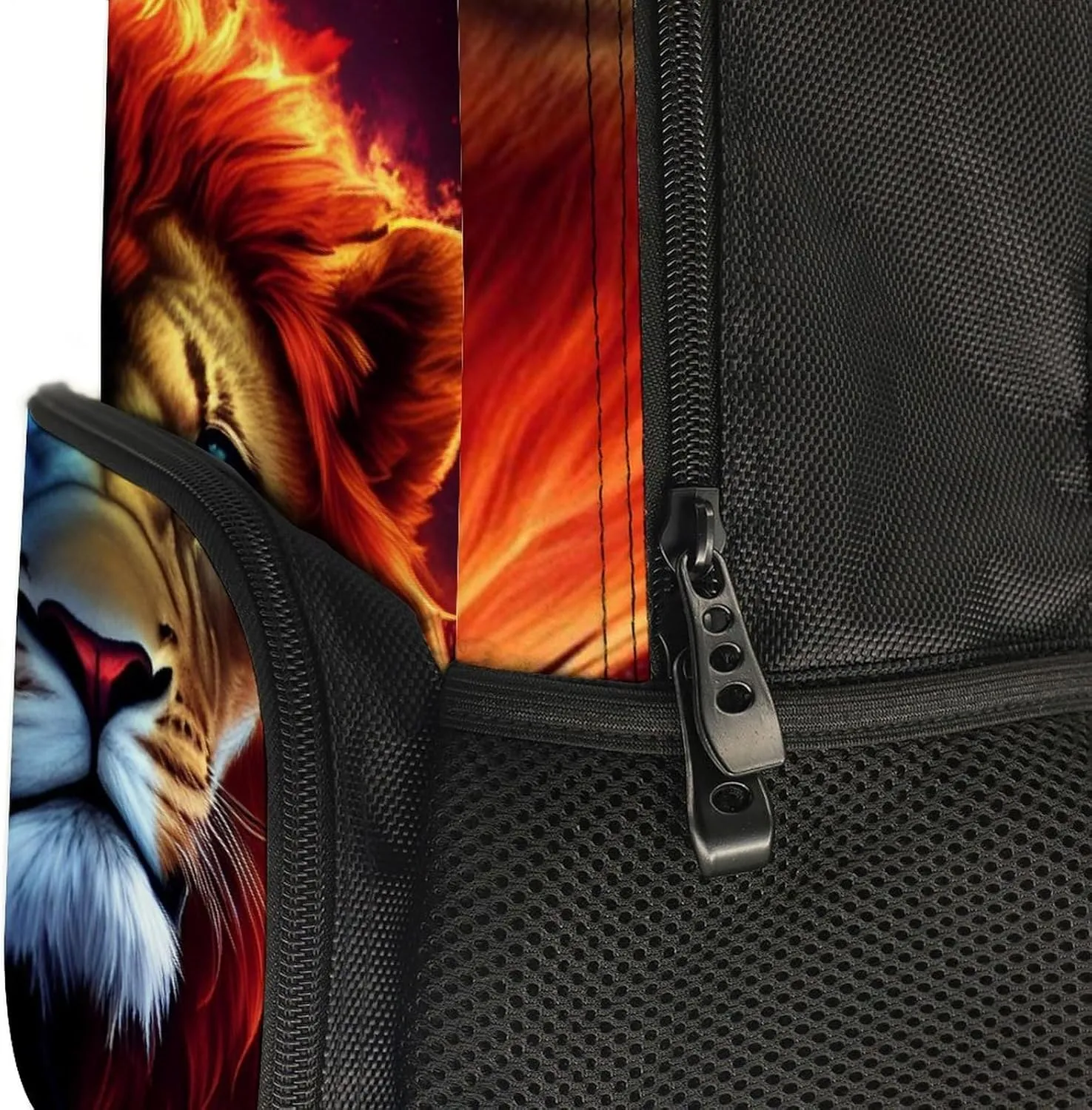 Lightweight Daypack Backpack for Trekking Work Running - Big Capacity Multipurpose Anti-Theft Bookbag, Cool Lion Blue And Red Fire Surreal Style Art Business Computer Bag