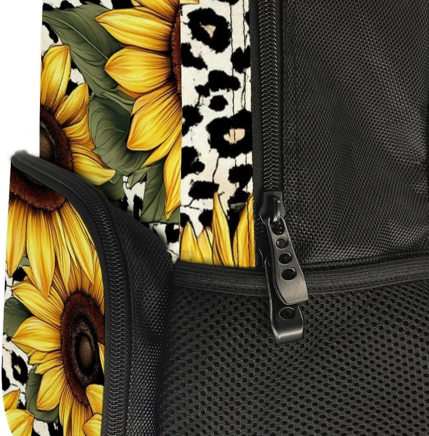 Lightweight Daypack Bookbag for Trekking Business Walking Cycling - Big Capacity Anti-Theft Multipurpose Carry On Bag, 80S Vintage Sunflower Leopard Cow Print Business Computer Bag