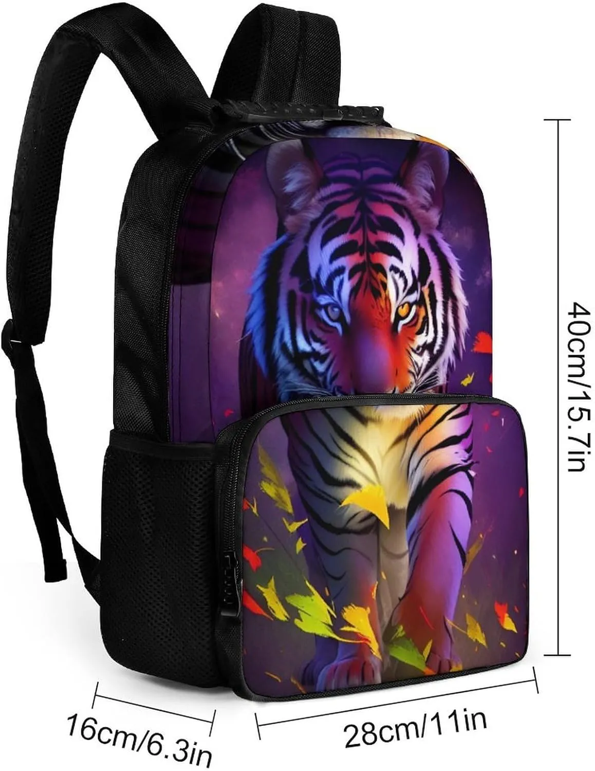 Lightweight Daypack Bookbag for Trekking Business Walking Cycling - Big Capacity Anti-Theft Multipurpose Carry On Bag, Beautiful Wild Animal Tiger Abstract Art Business Computer Bag
