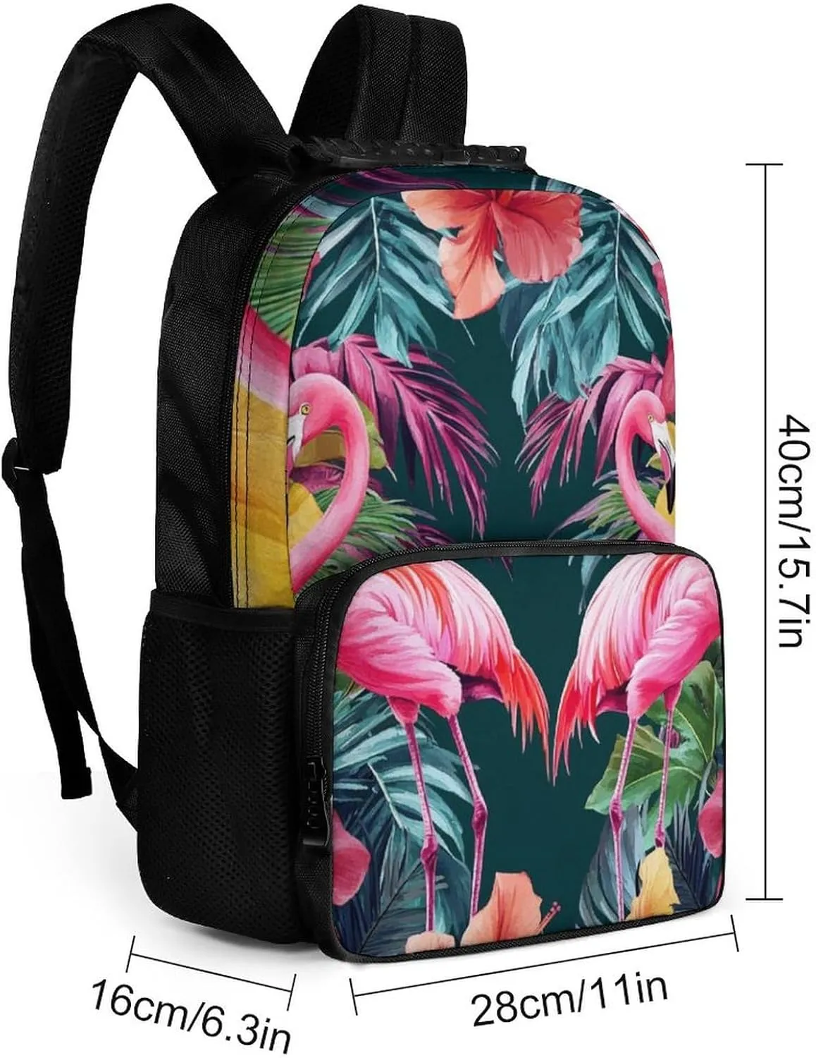 Lightweight Daypack Bookbag for Trekking Business Walking Cycling - Big Capacity Anti-Theft Multipurpose Carry On Bag, Pink Summer Holiday Palm Flower Flamingo Art Business Computer Bag