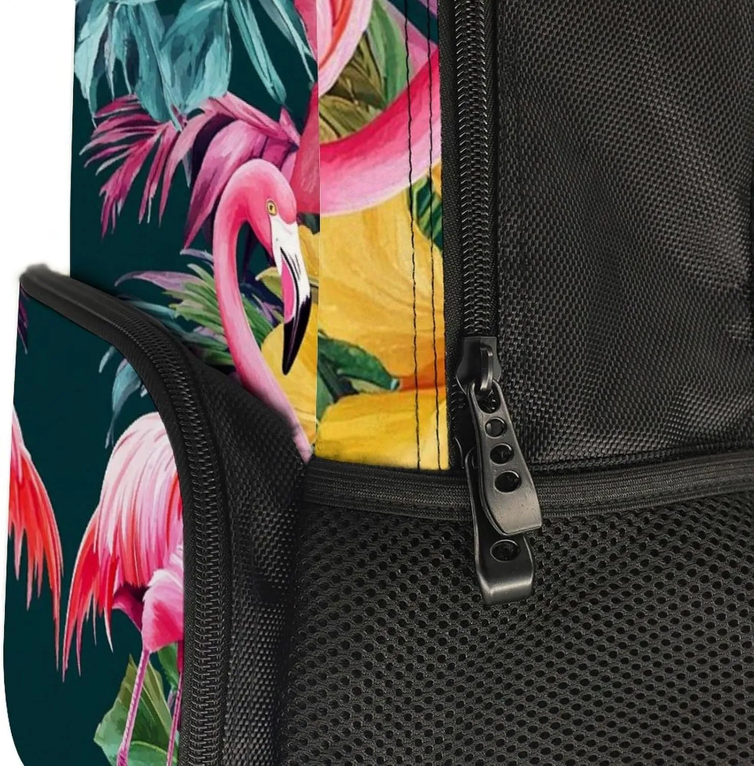 Lightweight Daypack Bookbag for Trekking Business Walking Cycling - Big Capacity Anti-Theft Multipurpose Carry On Bag, Pink Summer Holiday Palm Flower Flamingo Art Business Computer Bag