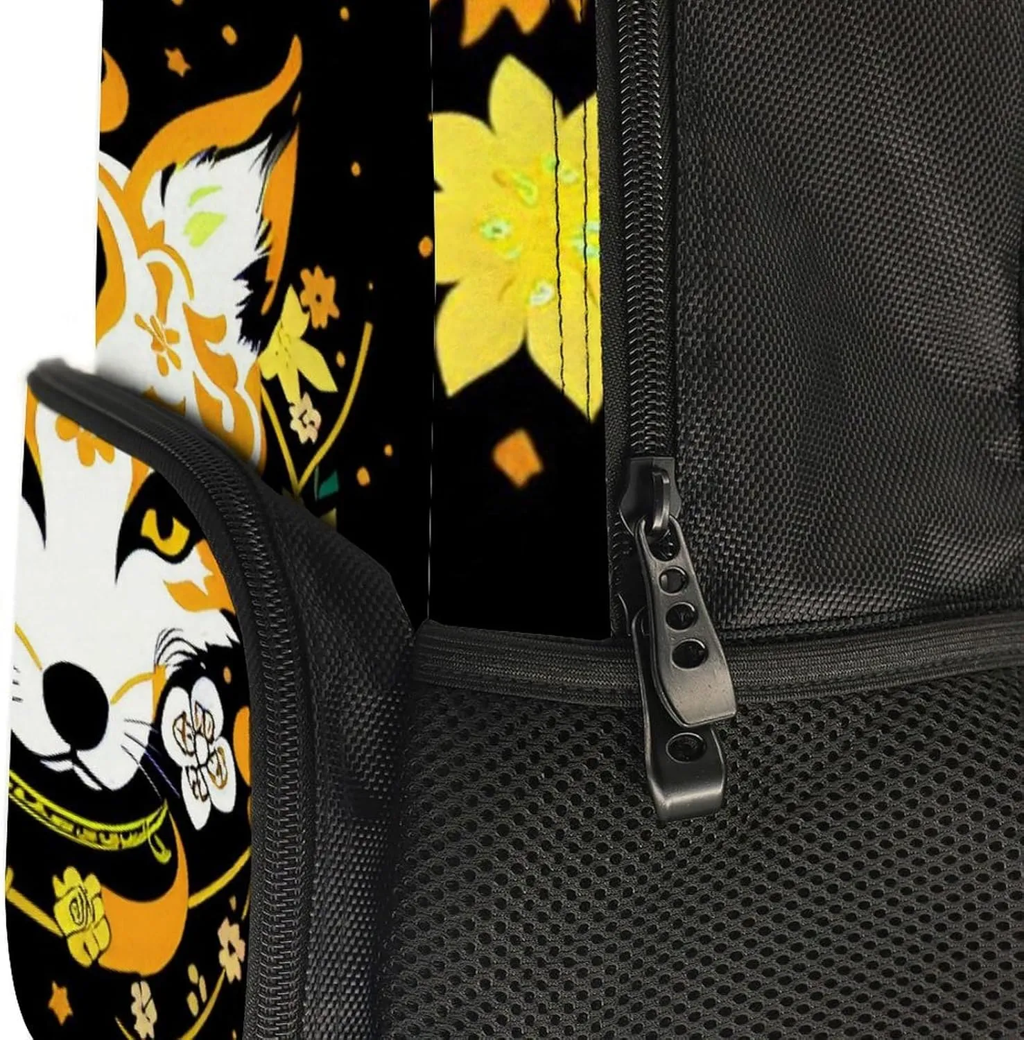 Lightweight Daypack for Camping Business Walking Cycling - Large Capacity Anti-Theft Multipurpose Bookbag, Japanese Kitsune Fox Magical Flowers Art Gym Outdoor Hiking Backpack