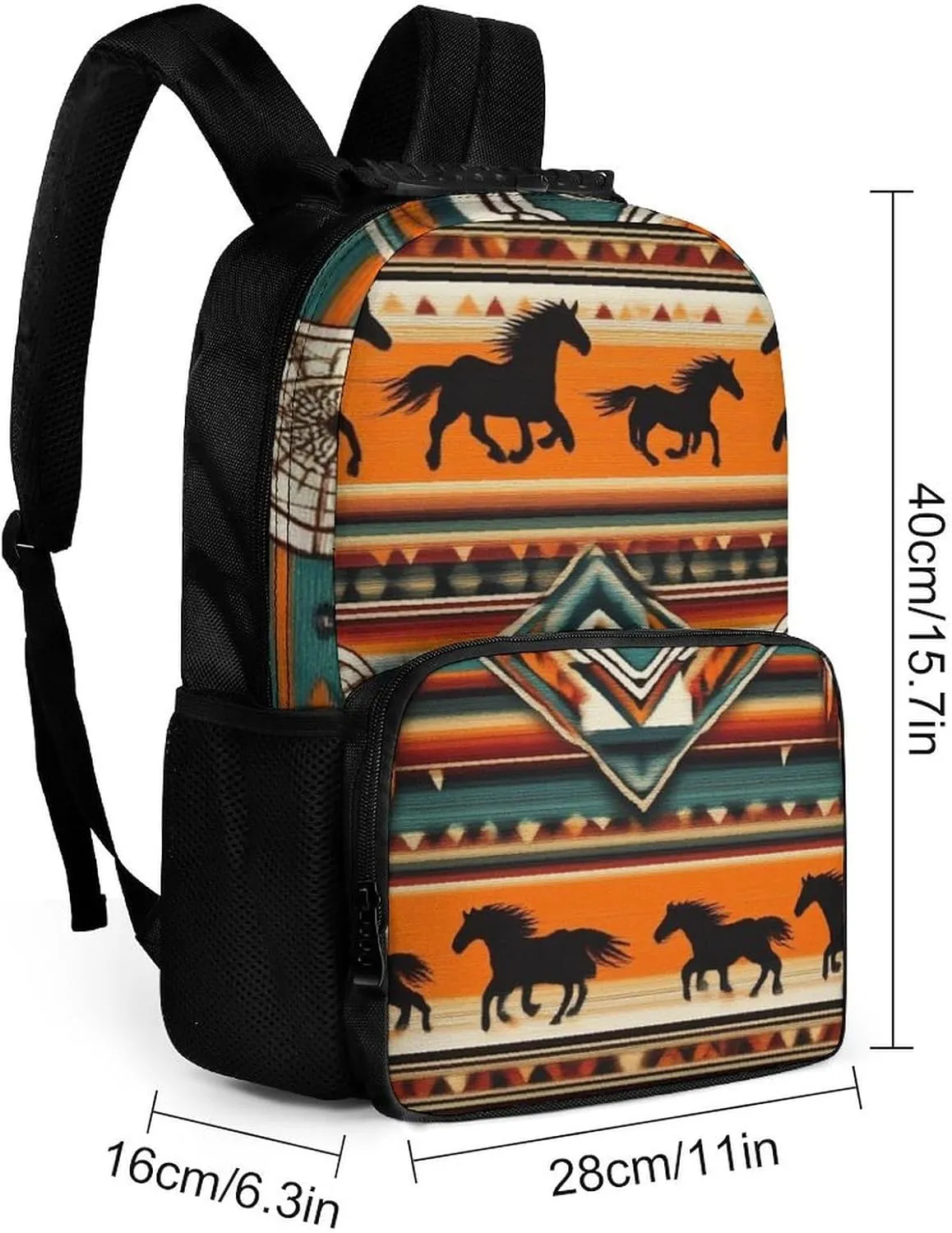 Lightweight Daypack for Camping Business Walking Cycling - Large Capacity Anti-Theft Multipurpose Bookbag, Southwest Native American Ethnic Horse Dreamcatcher Art Gym Outdoor Hiking Backpack