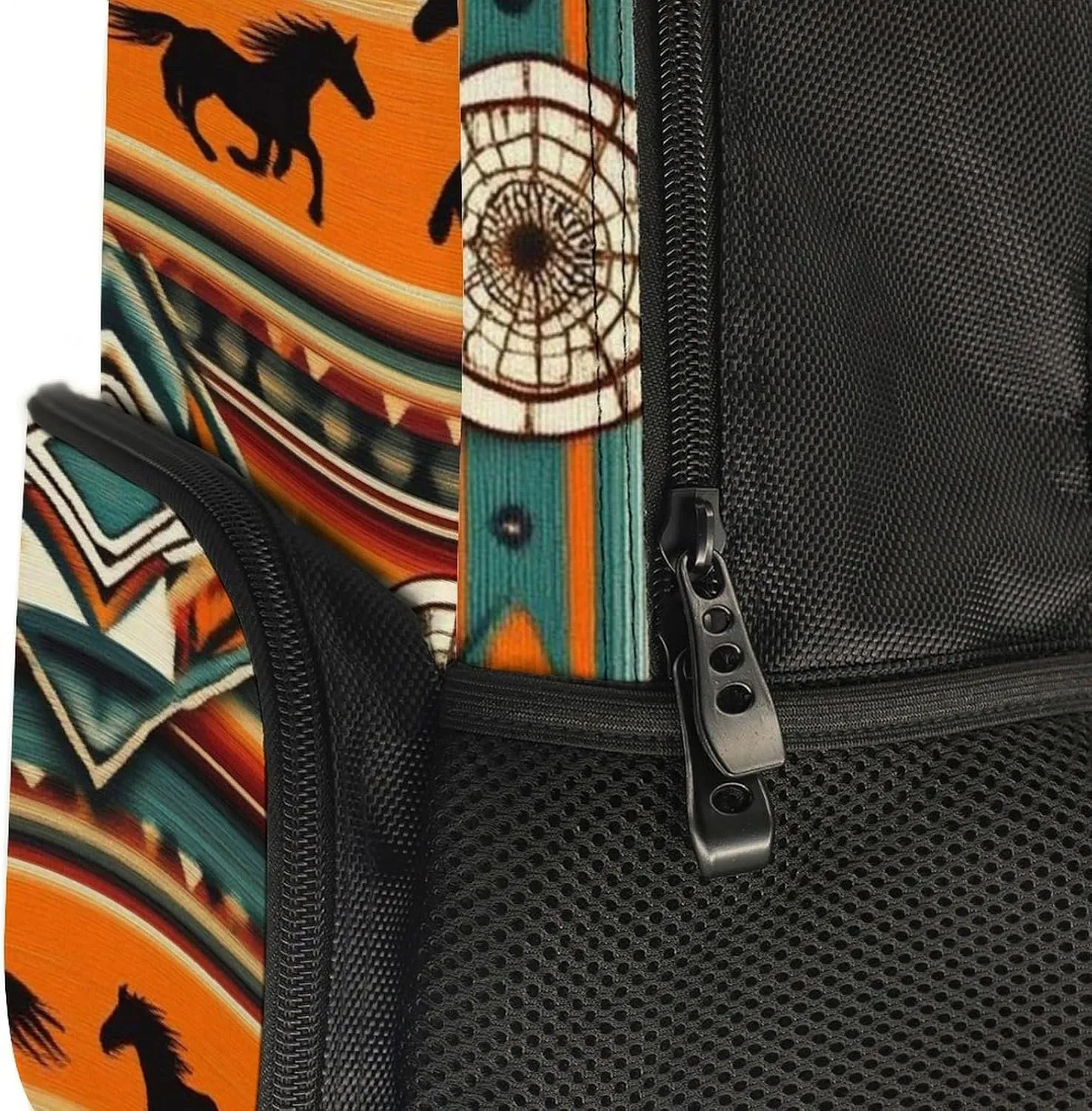 Lightweight Daypack for Camping Business Walking Cycling - Large Capacity Anti-Theft Multipurpose Bookbag, Southwest Native American Ethnic Horse Dreamcatcher Art Gym Outdoor Hiking Backpack