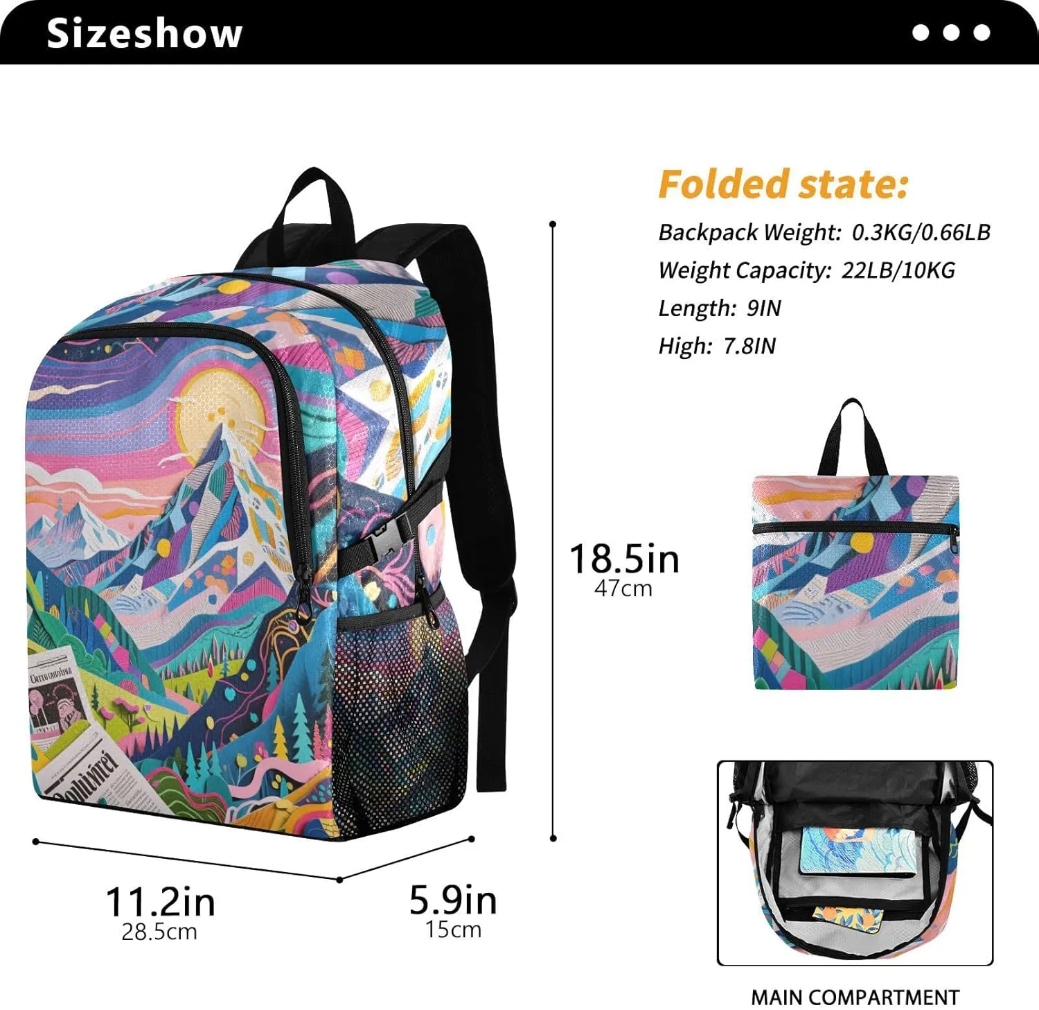 Lightweight Foldable Backpack, Waterproof for Hiking and Camping, Lightweight Backpack