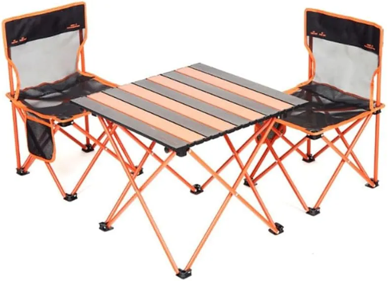 Lightweight Outdoor Camping Folding Table and Chairs Breathable Lawn Chairs Picnic Portable Table for Outdoor Picnic Camping Beach