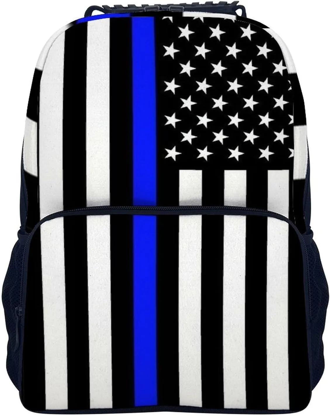 Lightweight Rucksacks for Camping Picnic Walking Cycling - Large Capacity Multipurpose Anti-Theft Carry On Bag, American Thin Blue Line Flag Police Pattern Black Travel Hiking & Camping Rucksack