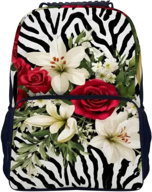 Lightweight Rucksacks for Climbing Outdoors Walking Cycling - Large Capacity Anti-Theft Multipurpose Carry On Bag, Cheetah Leopard Zebra Print Floral Black And White Camping Outdoor Backpack