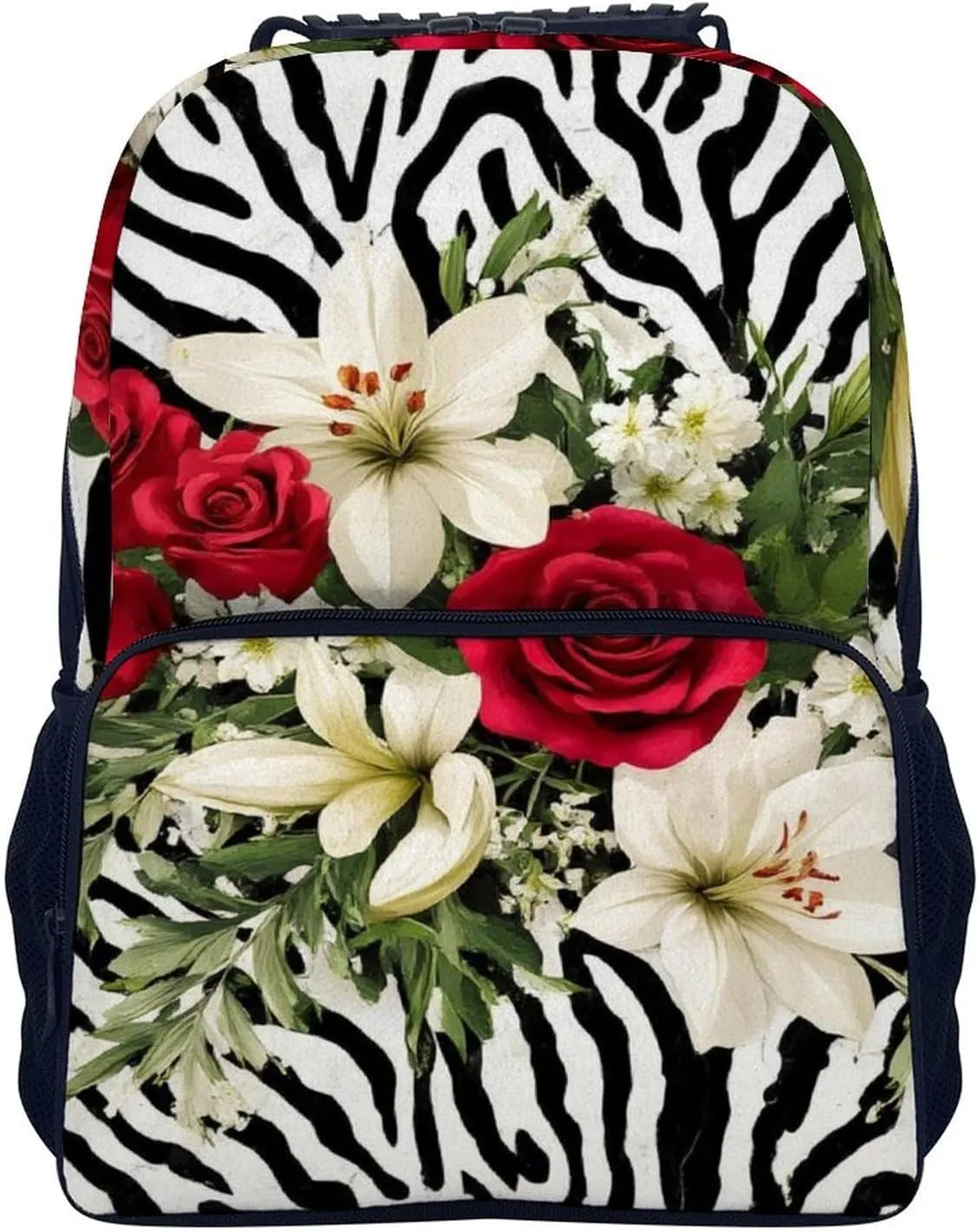 Lightweight Rucksacks for Climbing Outdoors Walking Cycling - Large Capacity Anti-Theft Multipurpose Carry On Bag, Cheetah Leopard Zebra Print Floral Black And White Camping Outdoor Backpack