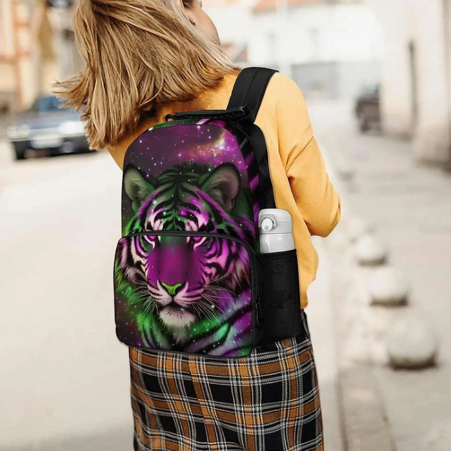 Lightweight Rucksacks for Climbing Outdoors Walking Cycling - Large Capacity Anti-Theft Multipurpose Carry On Bag, Mystic Fantasy Galaxy Sky Fantasy Wild Animals Tiger Art Camping Outdoor Backpack