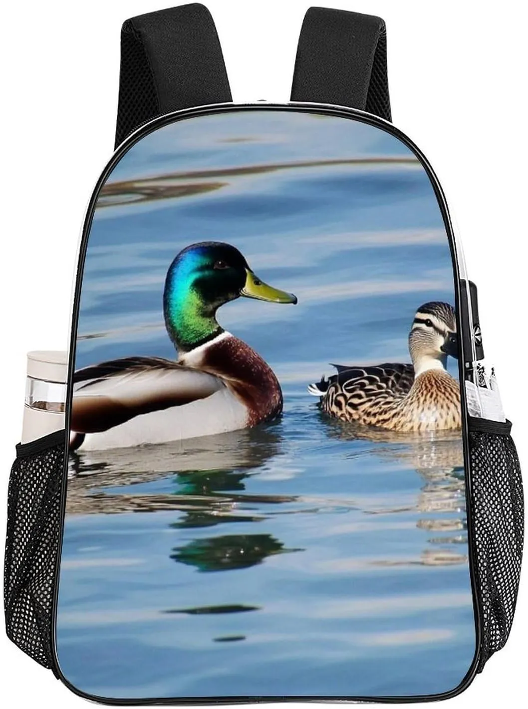Lightweight Rucksacks for Climbing Outdoors Walking Cycling - Large Capacity Transparent Multipurpose Carry On Bag, Blue Animals Mallard Ducks Wild Birds Nature Camping Outdoor Backpack