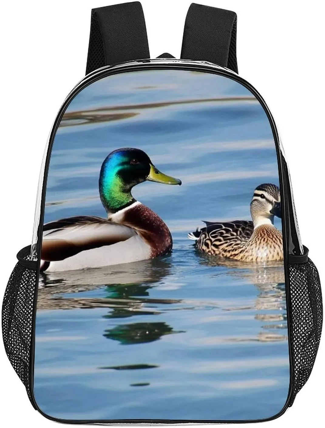 Lightweight Rucksacks for Climbing Outdoors Walking Cycling - Large Capacity Transparent Multipurpose Carry On Bag, Blue Animals Mallard Ducks Wild Birds Nature Camping Outdoor Backpack