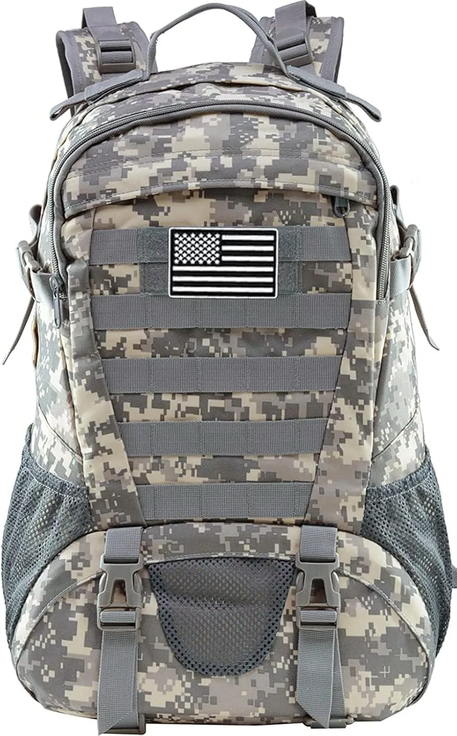 LIMHOO Tactical Backpack for Men Military Molle Bag Hiking Day Pack 27L Army Waterproof EDC Rucksack with USA Flag Patch (Acu Camo)