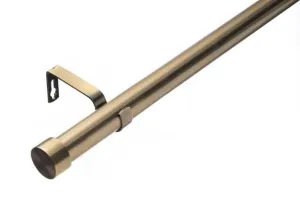 Lister Cartwright 28mm Antique Brass Adjustable Telescopic Extendable Metal Curtain Pole Set with Stopper Finial Voile Easy fit to Outdoor, Bedroom, Living Room (70-120 cm)