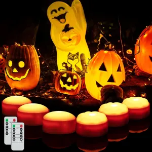 Litake LED Flameless Pumpkin Lights with Remote,Flickering Jack-O-Lantern Lights with Timer,Battery Operated Dimmable Halloween Candle Lights for Halloween Indoor/Oudoor Decorations,6 Packs