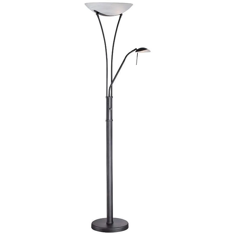 Lite Source Avington Black Reading Light Torchiere Lamp