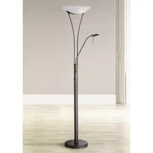 Lite Source Avington Black Reading Light Torchiere Lamp