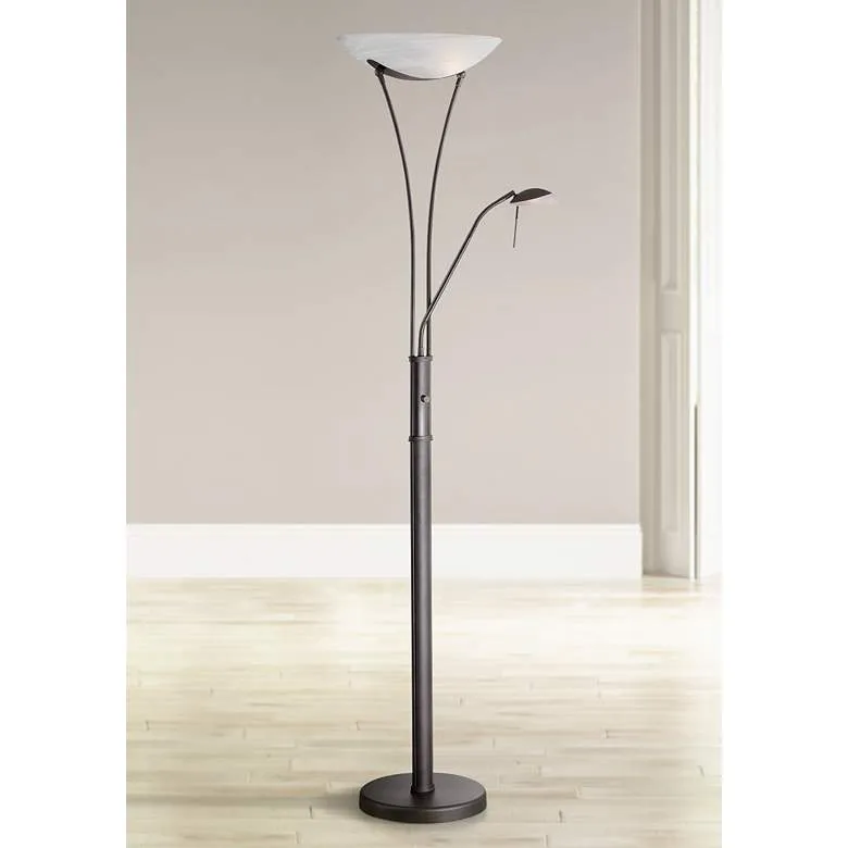 Lite Source Avington Black Reading Light Torchiere Lamp