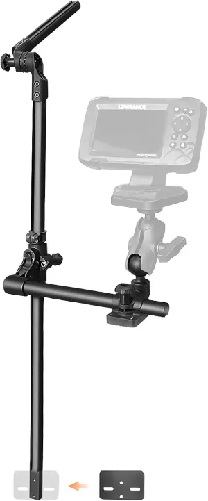 Livescope Pole Mount for Kayak/Boat, Universal 360° Adjustable Rotating Transducer Pole Mount for Garmin/Lowrance, Drill-Down Base with 1.5'' Ball, Compatible with C Size Double Socket Arm