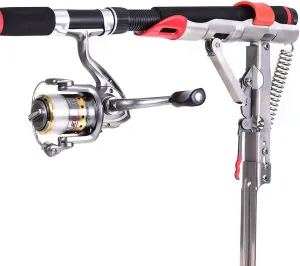 Lixada Automatic Double Spring/Automatic Spring Angle Pole Fish Rod Bracket Standard Fishing Holder Adjustable Stainless Steel for Ground Support Brackets Sensitivity & Folding Fish Pole Rack