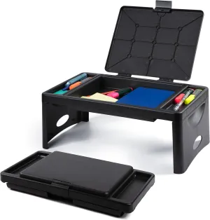 Loddie Doddie Foldable Lap Desk with Storage Pocket - Small Black Travel Desk & Lap Table, Teens, Activities, Breakfast, Gaming
