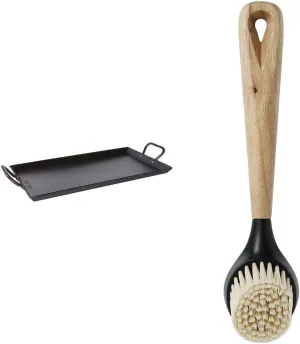 Lodge CRSGR18 Carbon Steel Griddle, Pre-Seasoned, 18-inch & SCRBRSH Scrub Brush, 10-Inch