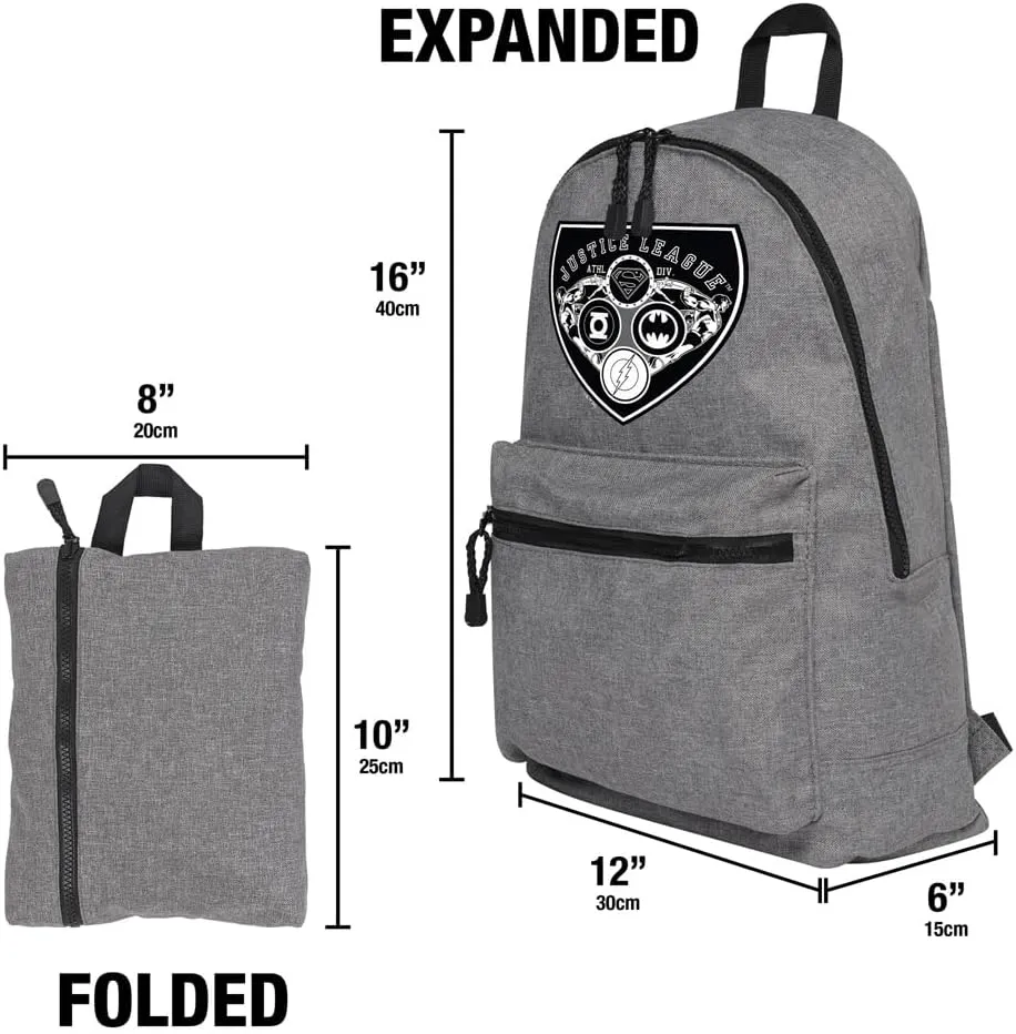 LOGOVISION Justice League Athletic Shield Logo Lightweight Backpack for Work School Daily Use Packable for Travel