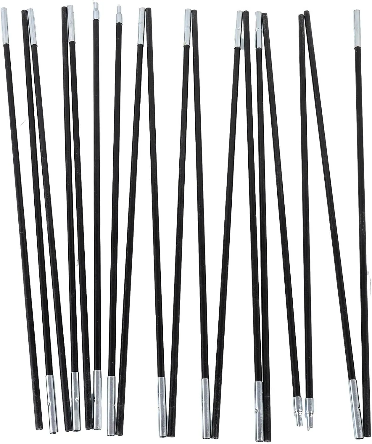 Long Leaf Tent Poles Replacement, Adjustable Steel Rods for Camping Tarps, Black Pre-Assembled Tent Pole, Camping Tent Rod, Tarp Poles Rods X2