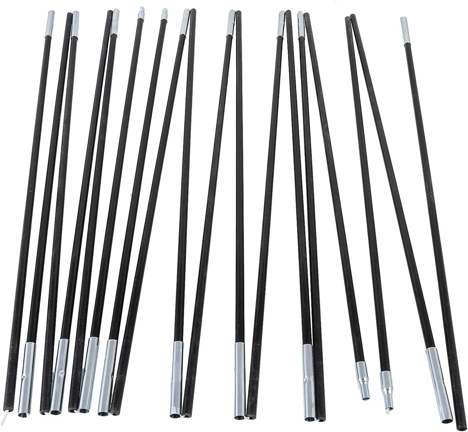Long Leaf Tent Poles Replacement, Adjustable Steel Rods for Camping Tarps, Black Pre-Assembled Tent Pole, Camping Tent Rod, Tarp Poles Rods X2