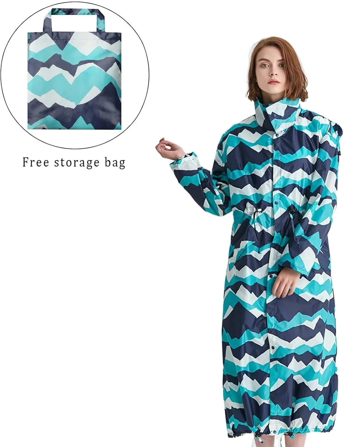 Long Raincoat, Waterproof Breathable Raincoat with Hood for Fishing Commuting