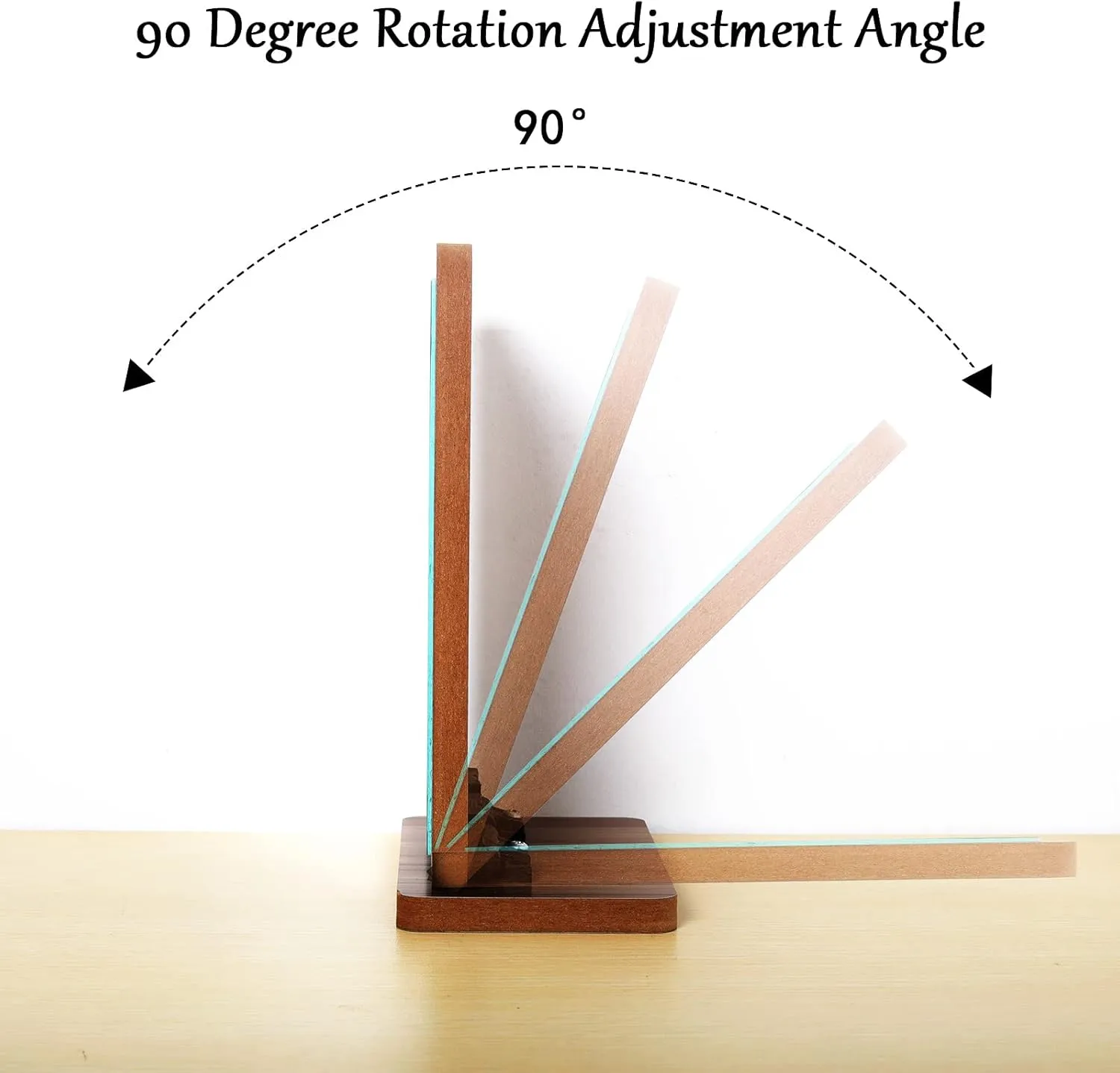 LONGSHENG - SINCE 2001 - Rectangle Table Mirror Standing Wood Framed Mirror Desktop Mirror 90 Degree Rotating Mirror for Makeup Cosmetic (Vertical Rectangle)