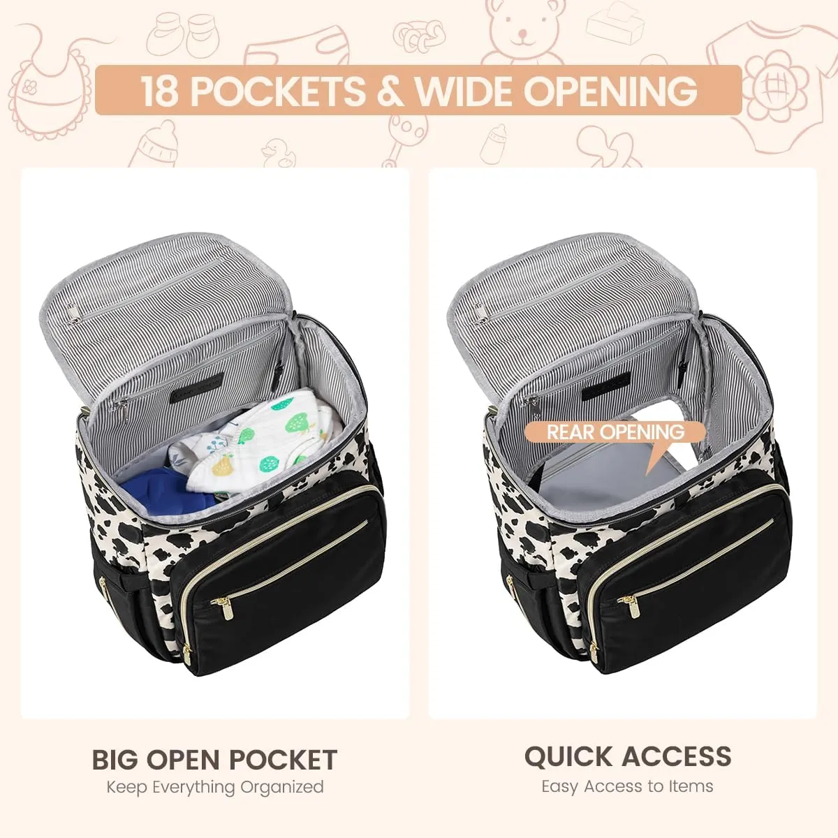 LOVEVOOK Diaper Bag Backpack Large Capacity Baby Bag with Portable Changing Pad, Multifunction Baby Travel Backpack