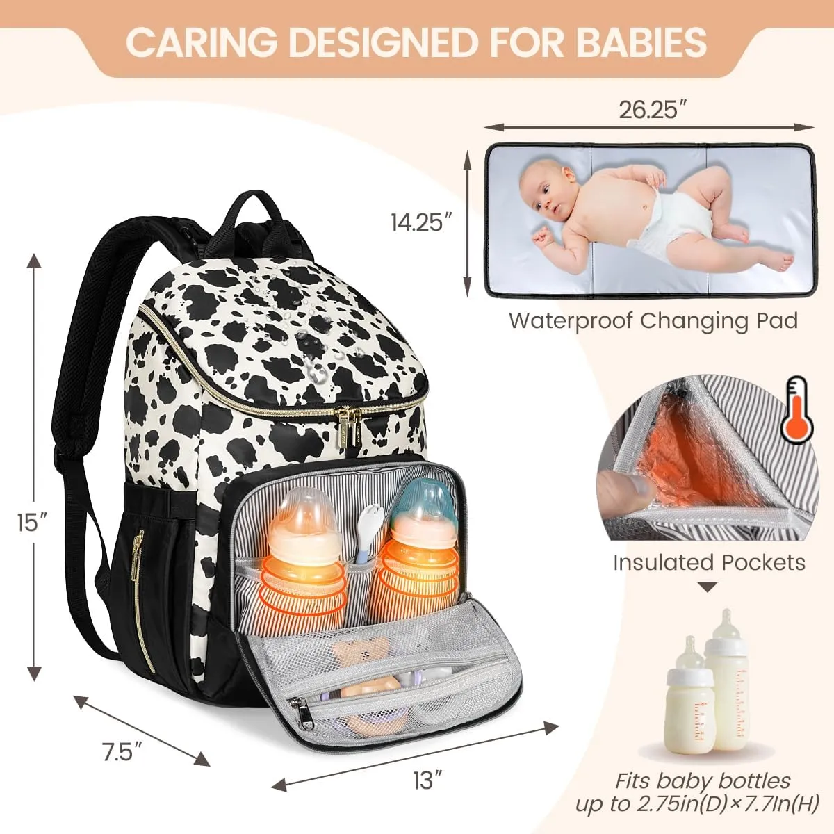 LOVEVOOK Diaper Bag Backpack Large Capacity Baby Bag with Portable Changing Pad, Multifunction Baby Travel Backpack
