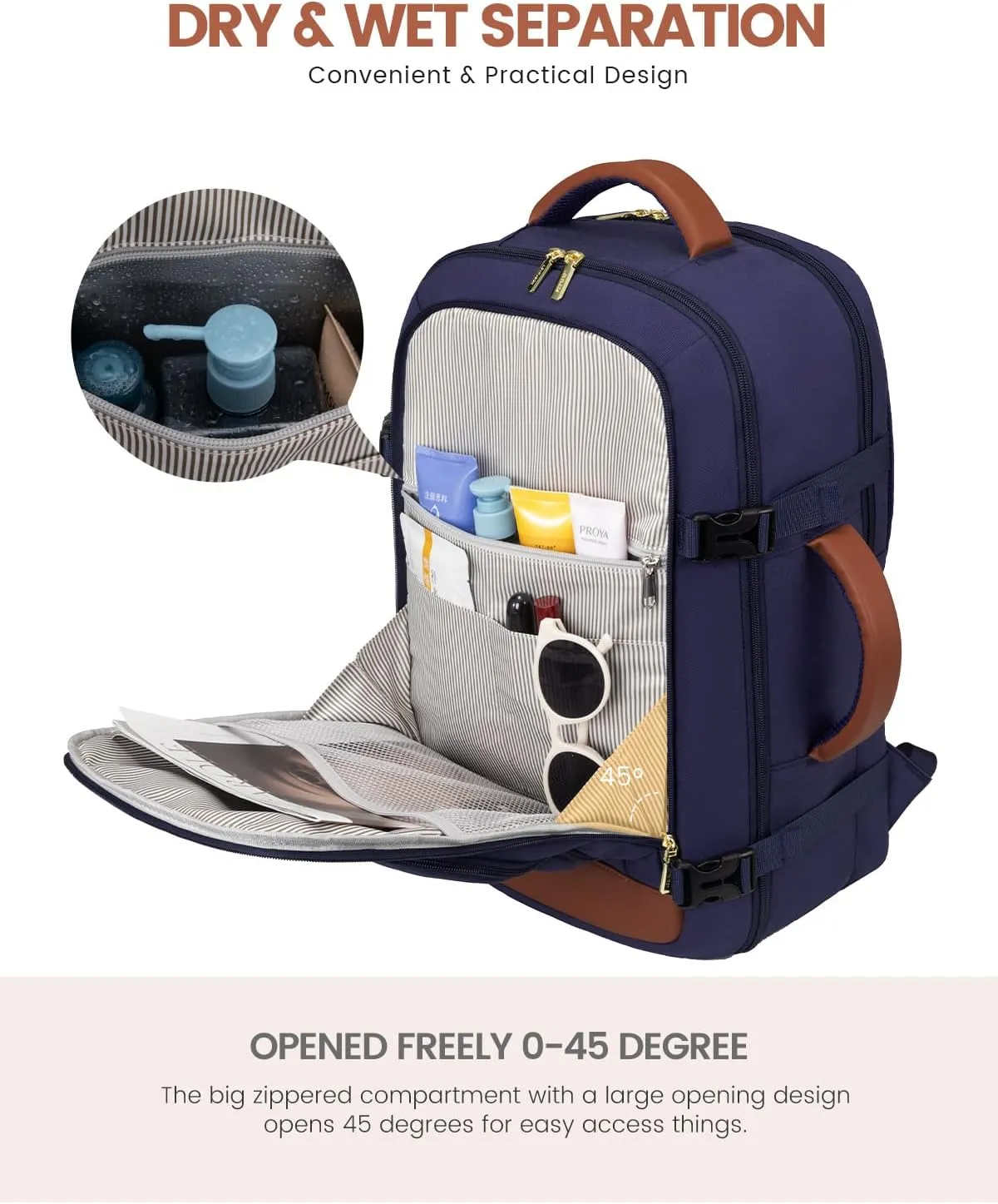 LOVEVOOK Travel Backpack For Women Flight Approved, 50L Large Carry On Backpack, Personal Item Travel Bag for Airplanes, Business 18 Inch Laptop Backpack, Weekender Overnight Daypack, With 3 Cubes