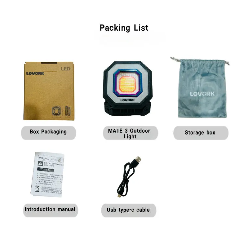 Lovork Mate V3 | Rechargeable Outdoor Lantern, 10400mAh, IPX5 Waterproof