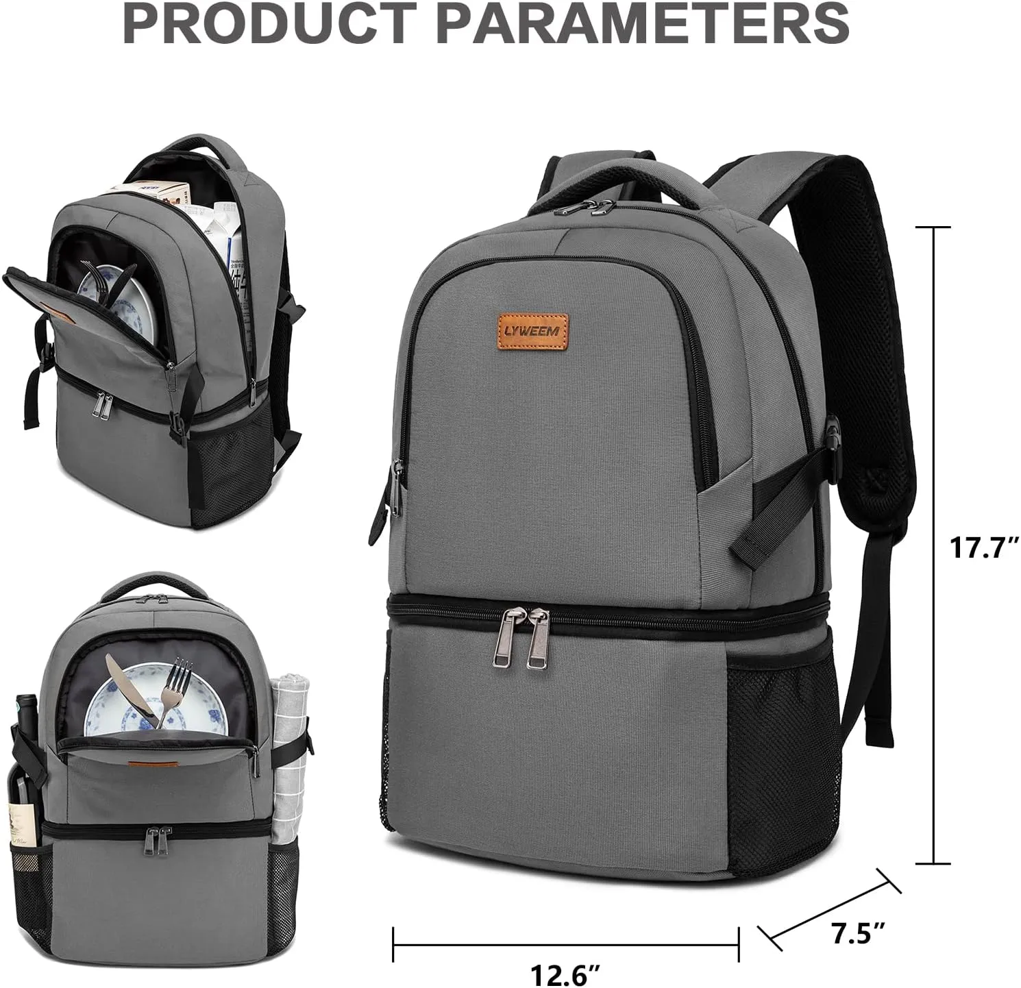 Lyweem Cooler Backpack Insulated Leak Proof 38 Cans Lightweight Lunch Backpack Cooler for Men Women Small Soft Cooler Bag