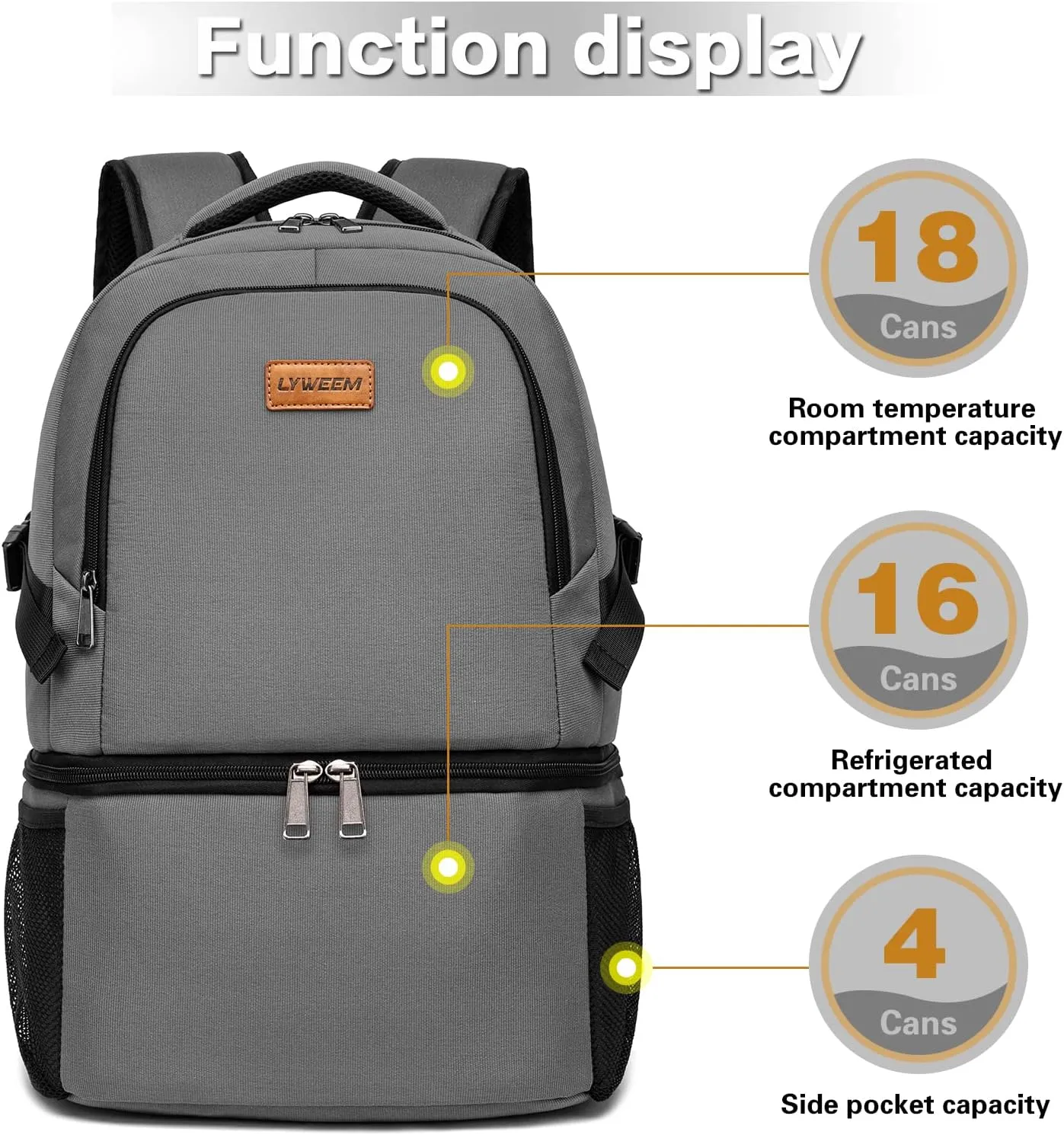 Lyweem Cooler Backpack Insulated Leak Proof 38 Cans Lightweight Lunch Backpack Cooler for Men Women Small Soft Cooler Bag
