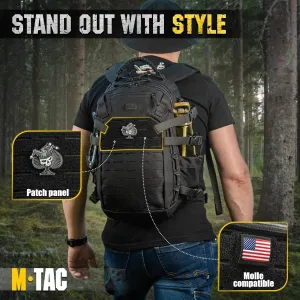 M-Tac Military Backpack for Men and Women - Large 25L Hiking MOLLE Backpack for Travel and Survival - Black Rucksack - Hiking (new)