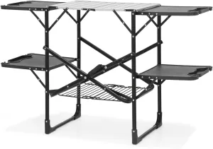 Magshion 52" Foldable Camping Table for Outdoor Grill Cooking Lightweight Camp Aluminum Portable Folding Picnic Table (Black)