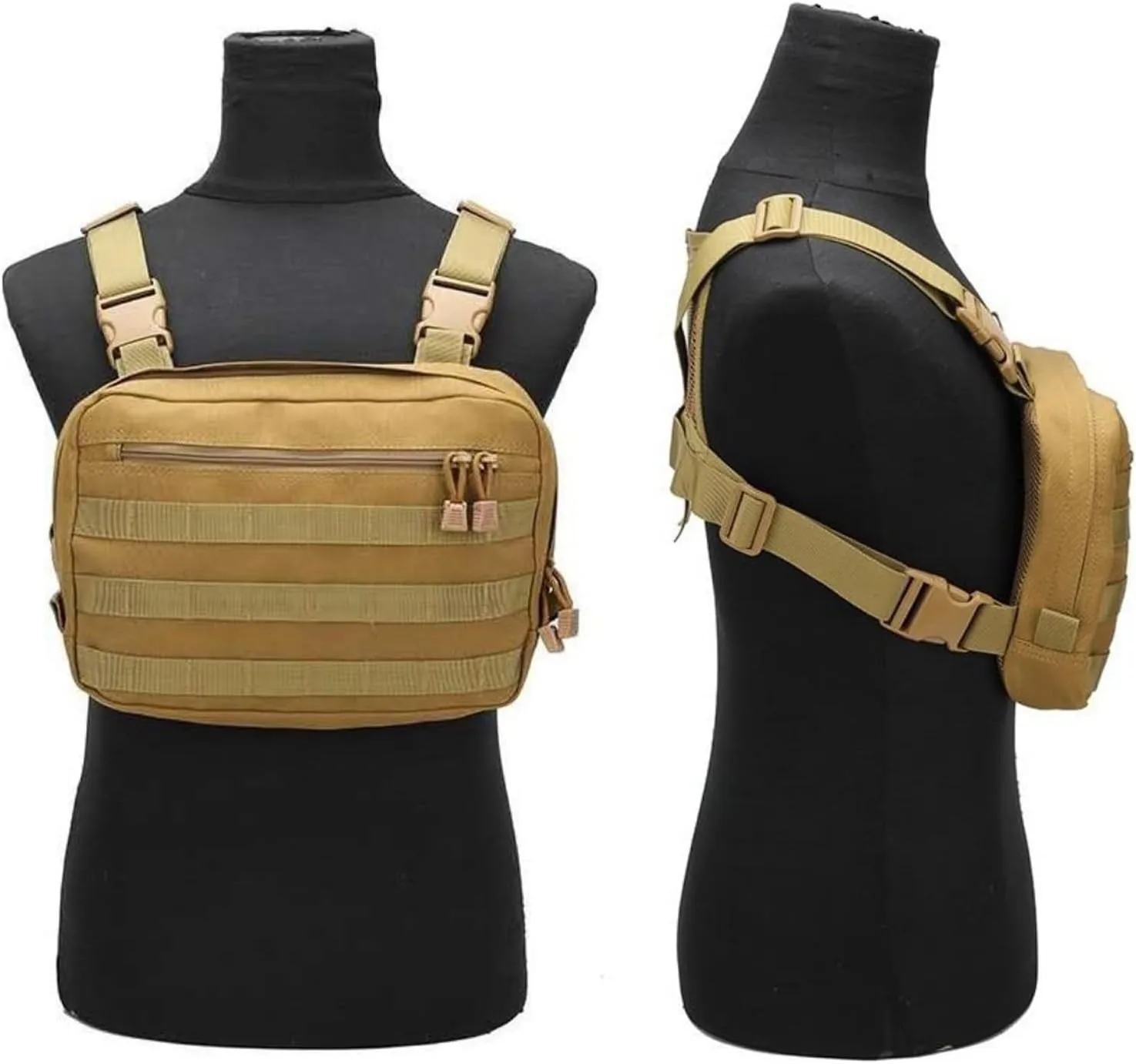 Maizoon Outdoor Tactical Chest Bag with Molle System Small Capacity 8 Liter Adjustable Shoulder Straps Adventure Essentials Ideal for Mountaineering Camping and Hunting Khaki