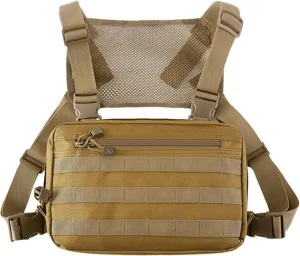 Maizoon Outdoor Tactical Chest Bag with Molle System Small Capacity 8 Liter Adjustable Shoulder Straps Adventure Essentials Ideal for Mountaineering Camping and Hunting Khaki
