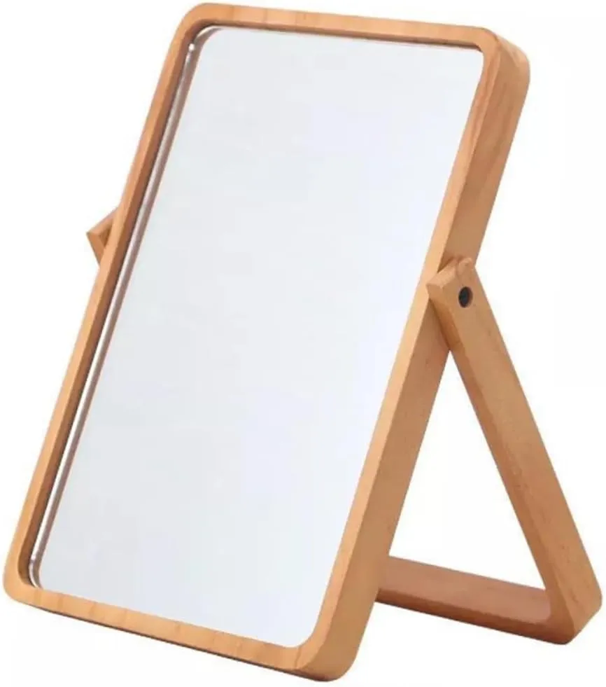 Makeup Mirror Magnifying Wooden Frame Desk Mirror Table Ideal for Women Bedroom Bathroom