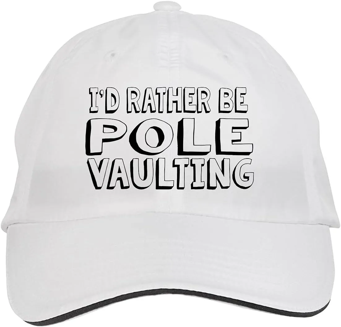 Makoroni - I'd Rather BE Pole Vaulting Hat Adjustable Cap, DesD83 White