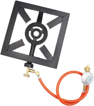 Manual Gas Cooker Portable Propane Camping Stove Cast Iron Burner Hose Regulator Outdoor Cooking Kit