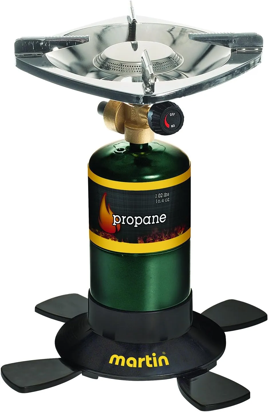 MARTIN Propane Burner | Single Burner Propane Stove Perfect for Camping Fishing Backpacking Hiking Hunting Survival Emergency | Compact & Portable | Heat Control | 10,000 BTU Bottle Top Gas Stove