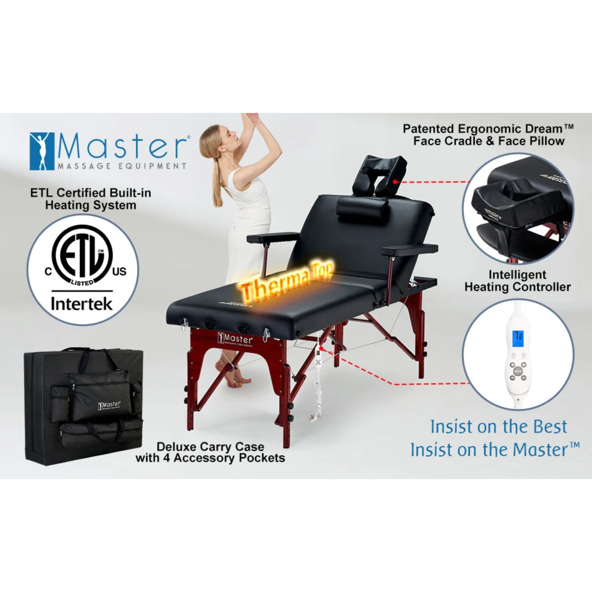 Master Massage 76cm Montclair Salon Therma-Top Ultimate Portable Massage Table Package