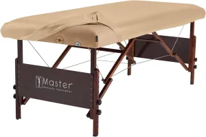 Master Massage Rectangular Universal Fabric Fitted PU Vinyl Leather Ultra-Durable Massage Table Protection Cover-Cover Protector for Massage Beds Lash Bed, 28” to 32” Wide (Cream)